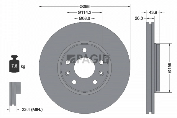 PAGID féktárcsa - 54956NC - TothCarparts