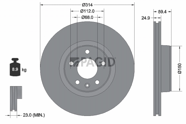 PAGID féktárcsa - 54322NHC - TothCarparts