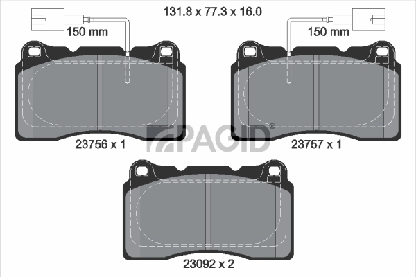 PAGID fékbetétkészlet, tárcsafék - T2308N - TothCarparts