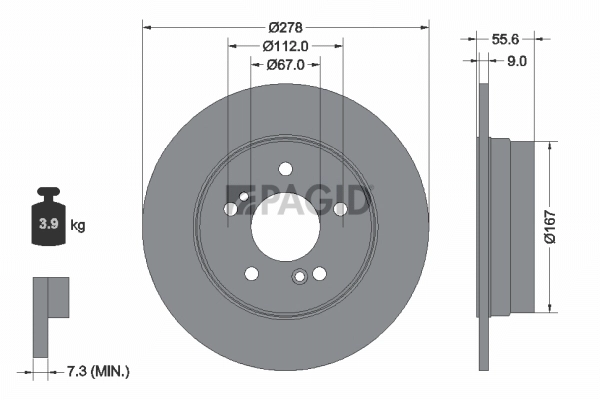PAGID féktárcsa - 52153NC - TothCarparts