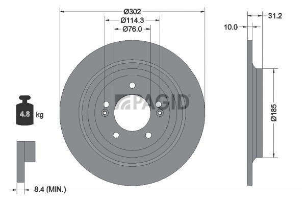 PAGID féktárcsa - 55934NC - TothCarparts