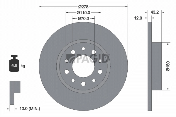 PAGID féktárcsa - 54452NC - TothCarparts