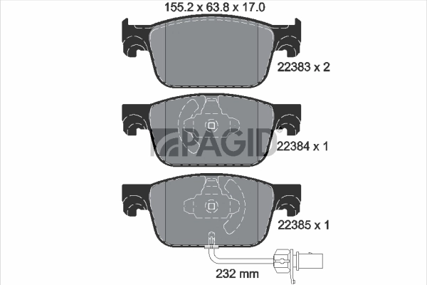 PAGID fékbetétkészlet, tárcsafék - T2549N - TothCarparts