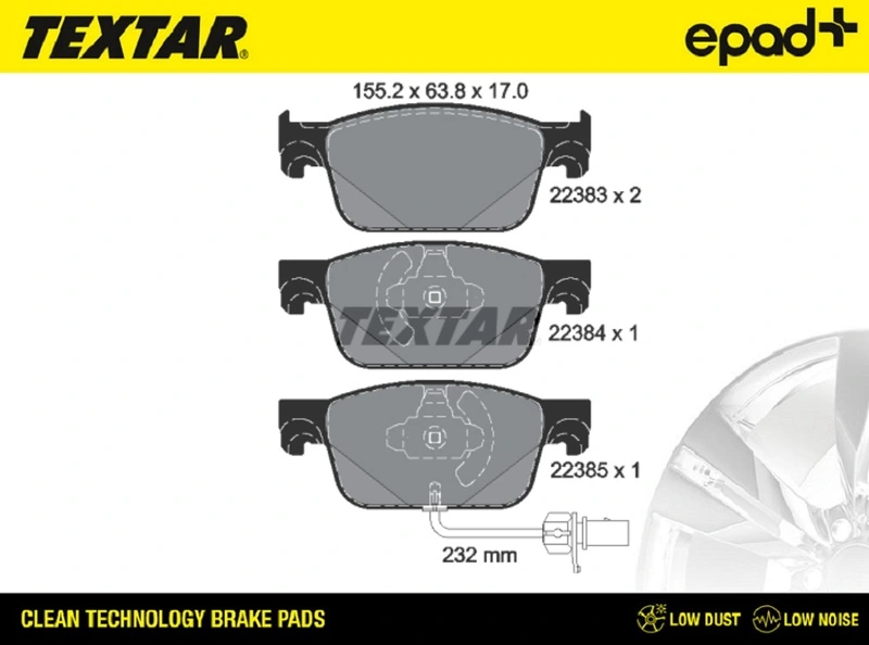 TEXTAR fékbetétkészlet, tárcsafék - 2238301CP - TothCarparts