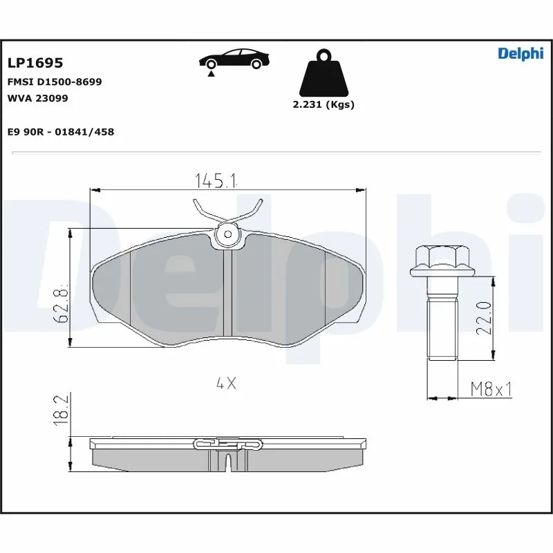 DELPHI fékbetétkészlet, tárcsafék - LP1695 - TothCarparts