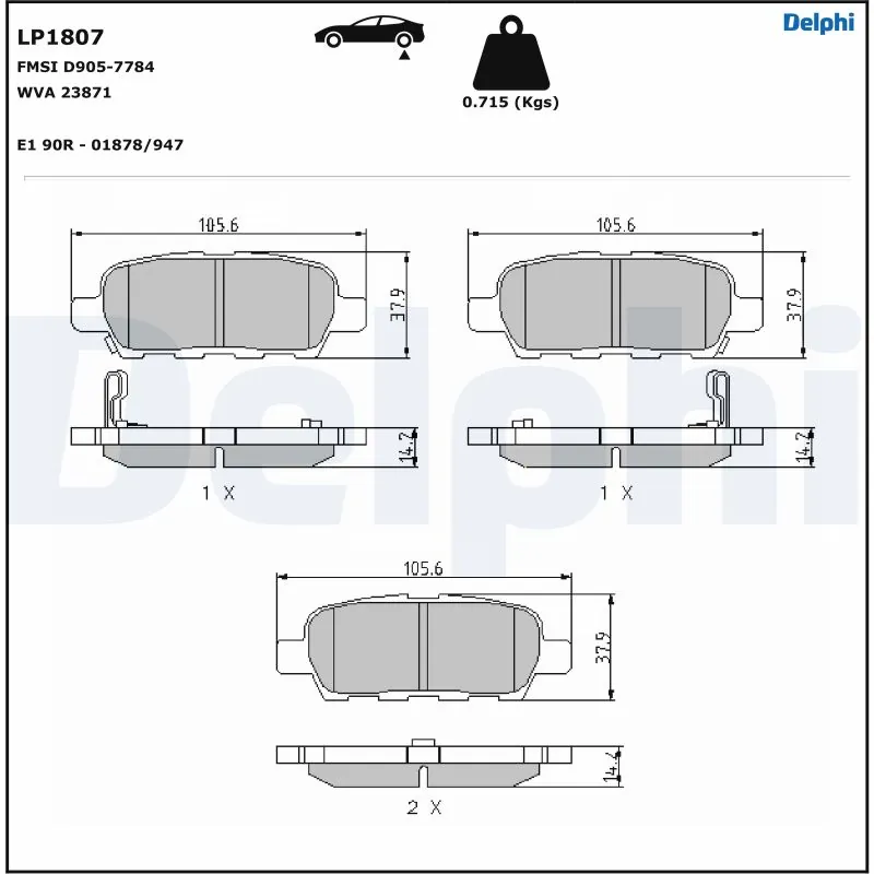 DELPHI fékbetétkészlet, tárcsafék - LP1807 - TothCarparts