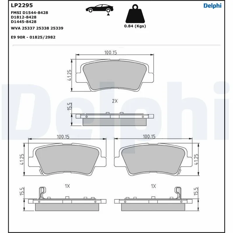 DELPHI fékbetétkészlet, tárcsafék - LP2295 - TothCarparts