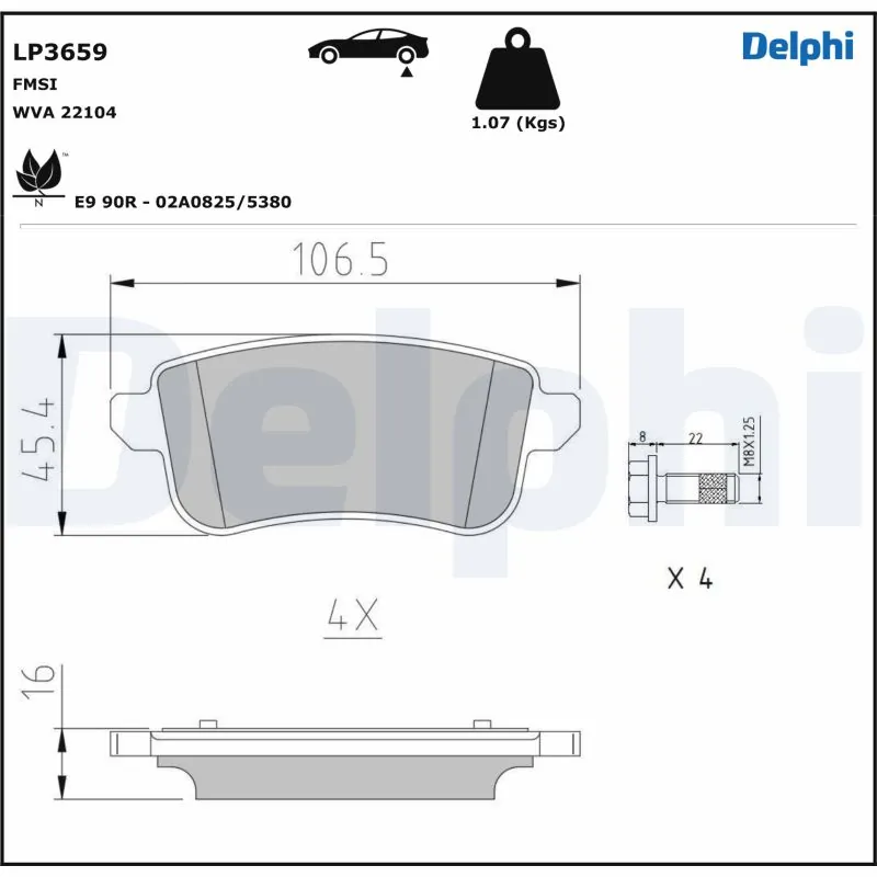 DELPHI fékbetétkészlet, tárcsafék - LP3659 - TothCarparts