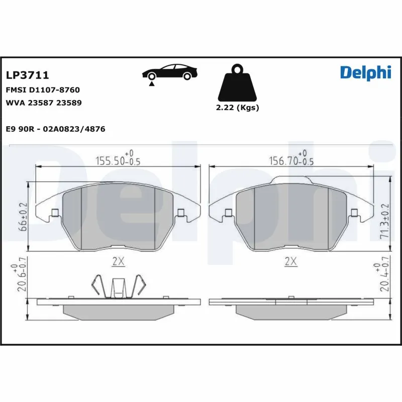 DELPHI fékbetétkészlet, tárcsafék - LP3711 - TothCarparts