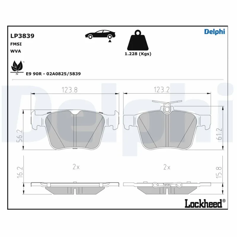 DELPHI fékbetétkészlet, tárcsafék - LP3839 - TothCarparts