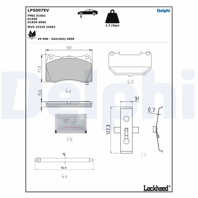 DELPHI fékbetétkészlet, tárcsafék - LP5007EV - TothCarparts