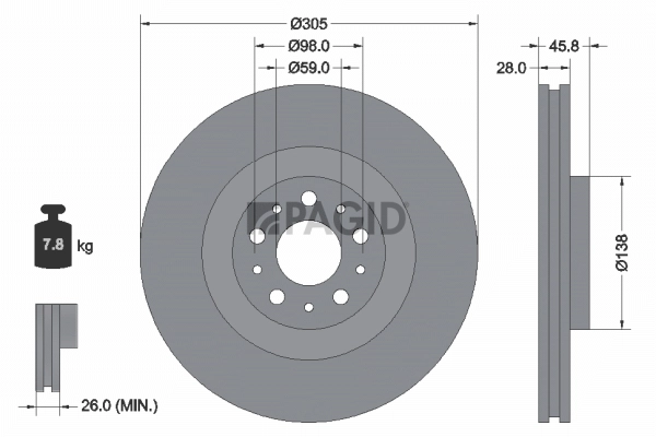 PAGID féktárcsa - 55376NC - TothCarparts