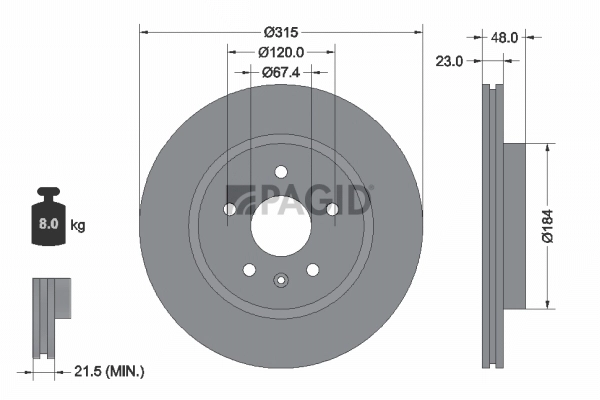 PAGID féktárcsa - 54873NC - TothCarparts
