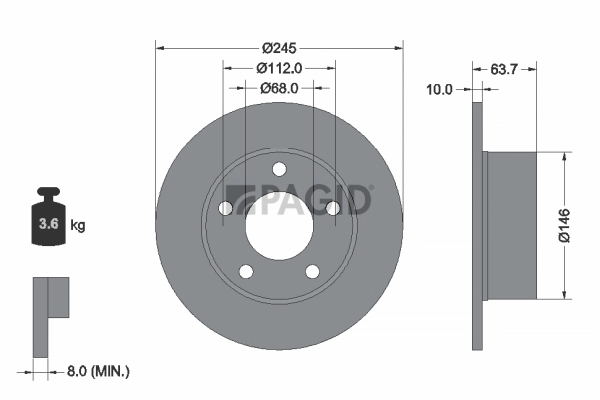 PAGID féktárcsa - 53924NC - TothCarparts