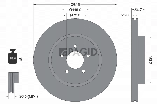 PAGID féktárcsa - 54771NC - TothCarparts