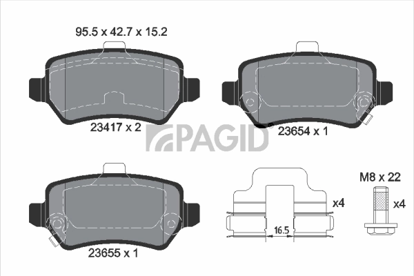 PAGID fékbetétkészlet, tárcsafék - T5158N - TothCarparts