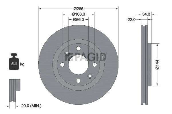 PAGID féktárcsa - 50364NC - TothCarparts