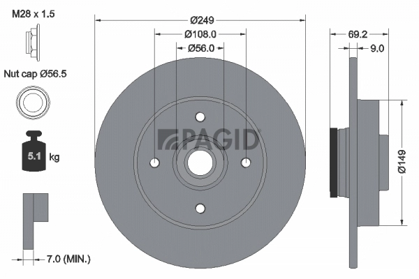 PAGID féktárcsa - 55021NC - TothCarparts