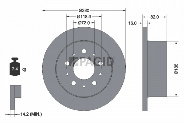 PAGID féktárcsa - 54574NC - TothCarparts