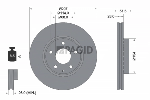 PAGID féktárcsa - 55950NC - TothCarparts
