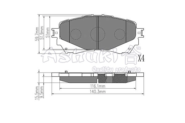 ASHUKI by Palidium fékbetétkészlet, tárcsafék - M050-45 - TothCarparts