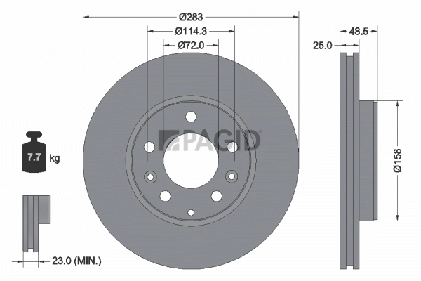 PAGID féktárcsa - 54255NC - TothCarparts
