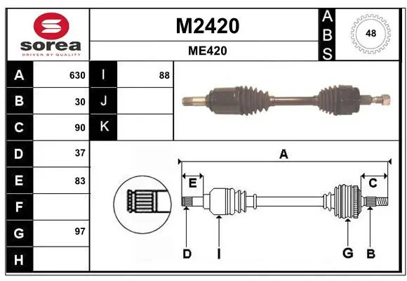 SNRA hajtótengely - M2420 - TothCarparts