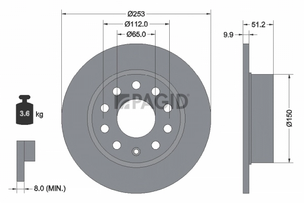 PAGID féktárcsa - 54209NC - TothCarparts