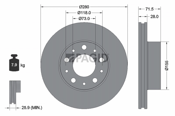 PAGID féktárcsa - 55750NC - TothCarparts