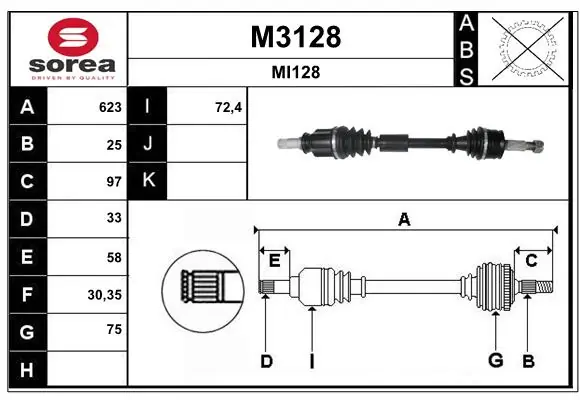 SNRA hajtótengely - M3128 - TothCarparts