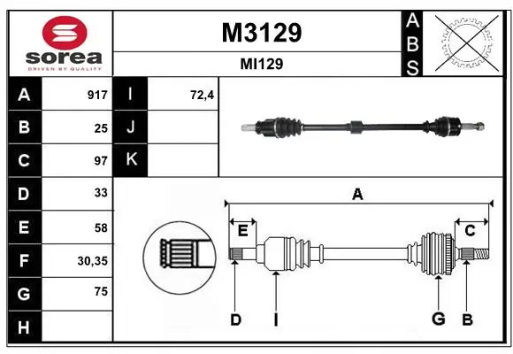 SNRA hajtótengely - M3129 - TothCarparts