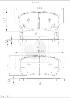 NPS fékbetétkészlet, tárcsafék - M360A67 - TothCarparts