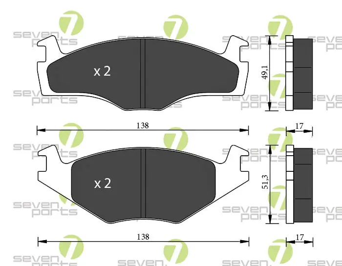 7 SEVEN PARTS fékbetétkészlet, tárcsafék - SVP18560 - TothCarparts