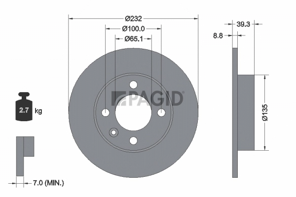 PAGID féktárcsa - 50263NC - TothCarparts