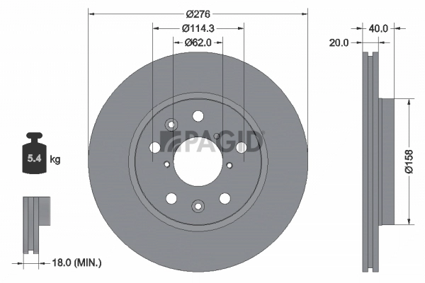 PAGID féktárcsa - 55047NC - TothCarparts