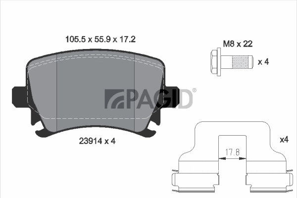 PAGID fékbetétkészlet, tárcsafék - T1377N - TothCarparts
