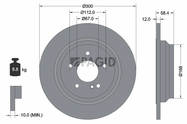 PAGID féktárcsa - 54765NC - TothCarparts