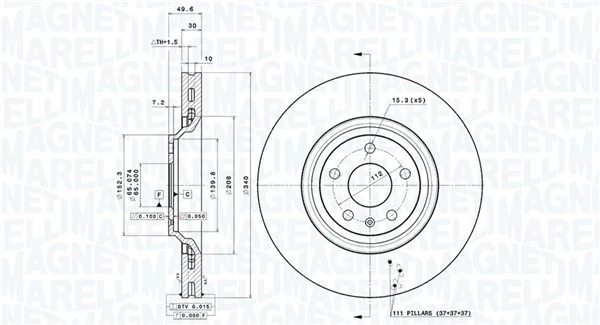 MAGNETI MARELLI féktárcsa - 360406205101 - TothCarparts