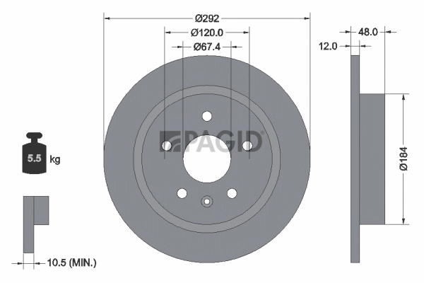 PAGID féktárcsa - 55229NC - TothCarparts