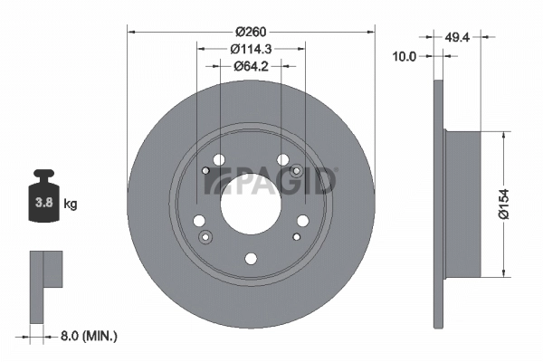 PAGID féktárcsa - 54446NC - TothCarparts