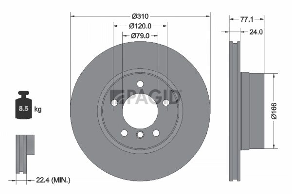 PAGID féktárcsa - 54225NHC - TothCarparts