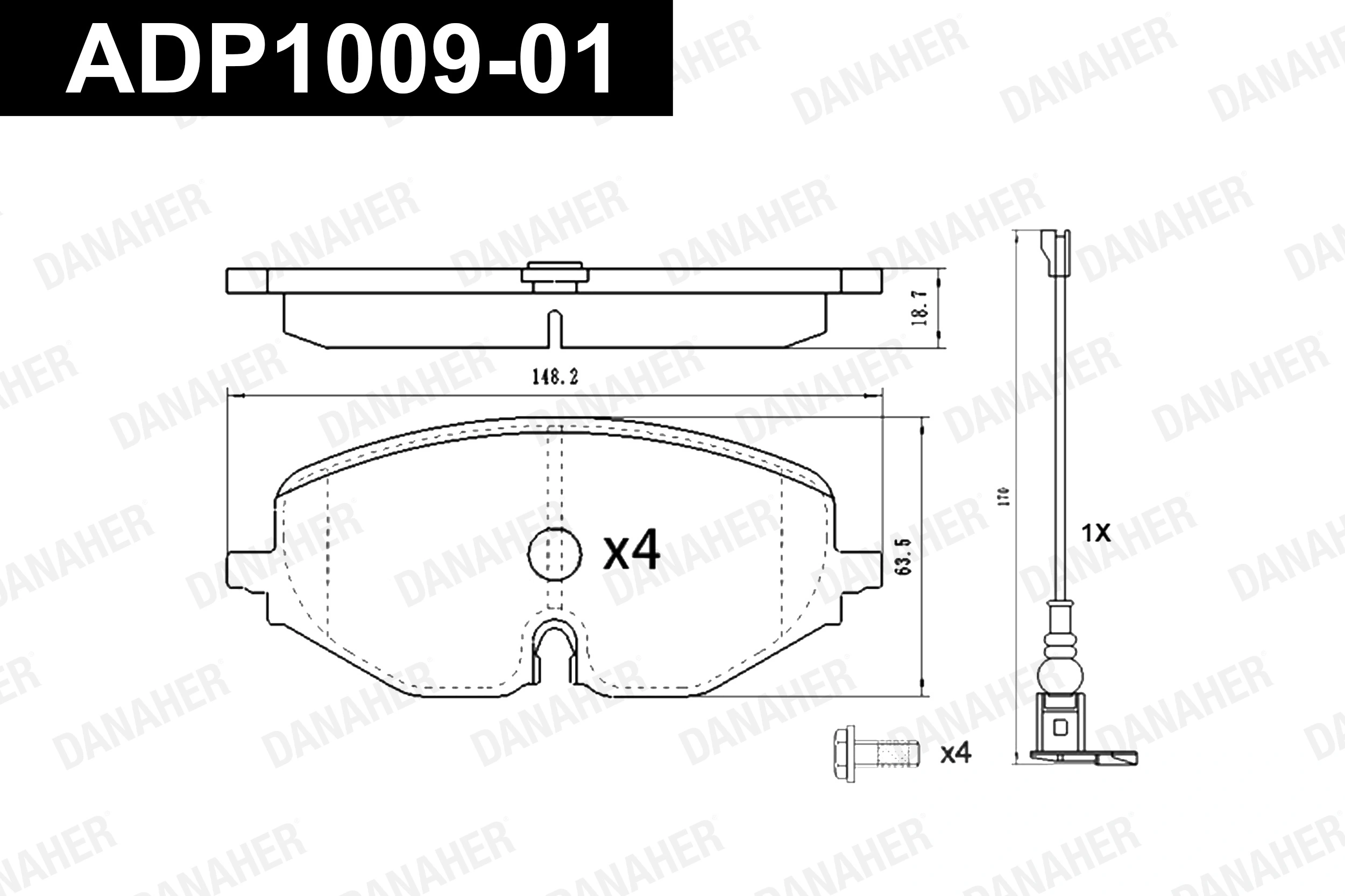 DANAHER fékbetétkészlet, tárcsafék - ADP1009-01 - TothCarparts