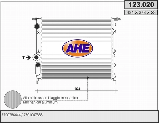 AHE hűtő, motorhűtés - 123.020 - TothCarparts