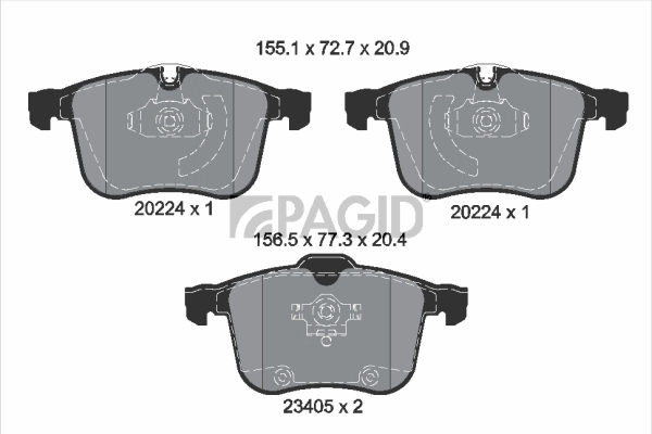 PAGID fékbetétkészlet, tárcsafék - T1551N - TothCarparts