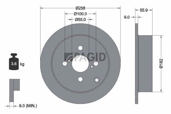 PAGID féktárcsa - 54261NC - TothCarparts