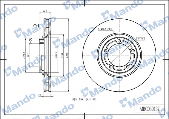 MANDO féktárcsa - MBC030137 - TothCarparts
