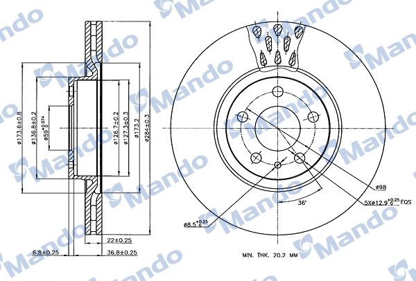 MANDO féktárcsa - MBC035273 - TothCarparts