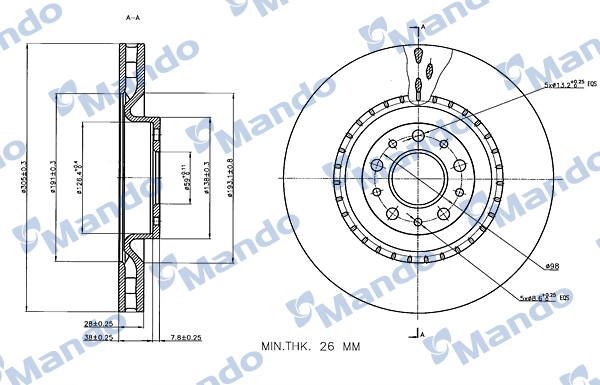 MANDO féktárcsa - MBC035284 - TothCarparts