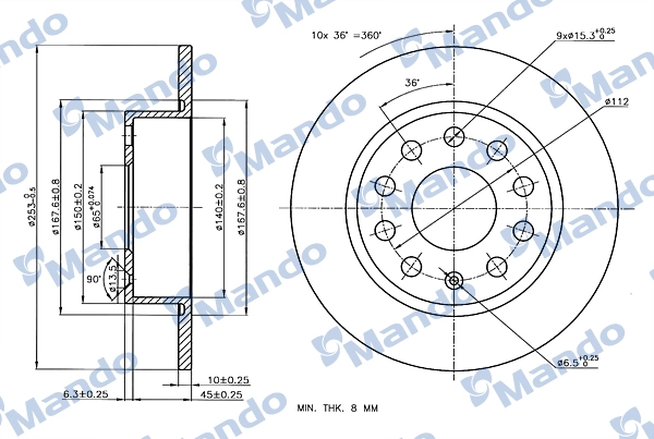 MANDO féktárcsa - MBC035336 - TothCarparts
