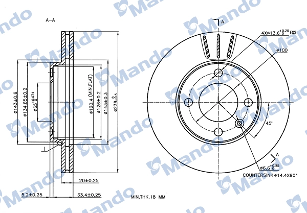 MANDO féktárcsa - MBC035339 - TothCarparts